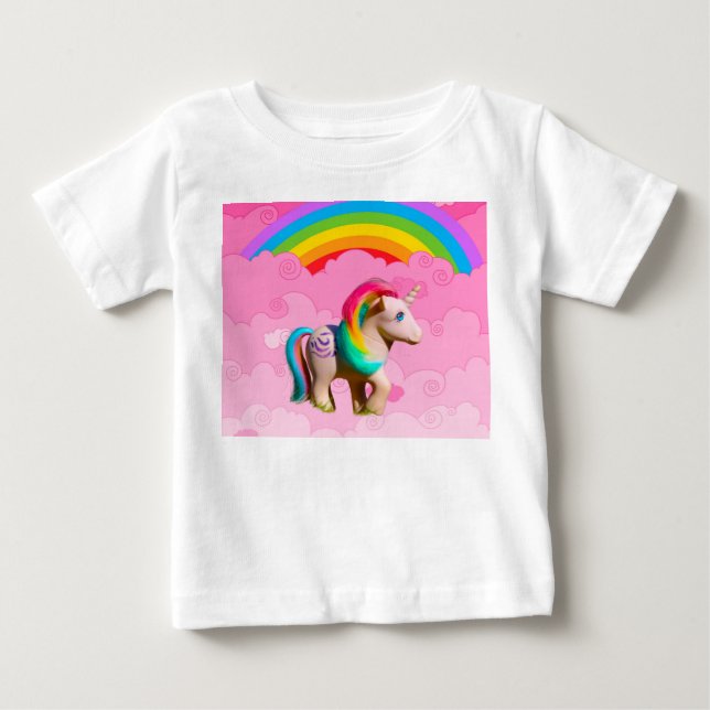 Camiseta Para Bebê Unicórnio Fofo. (Frente)