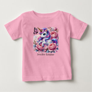 Camiseta Para Bebê Unicórnio fofo adicionar nome fantasia