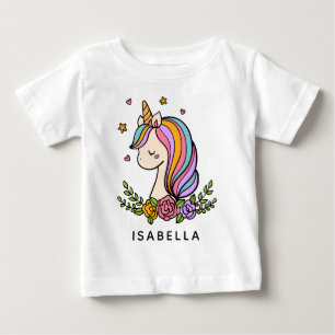 Camiseta Para Bebê Unicórnio Fofo Caprichoso Feminino Nome Personaliz