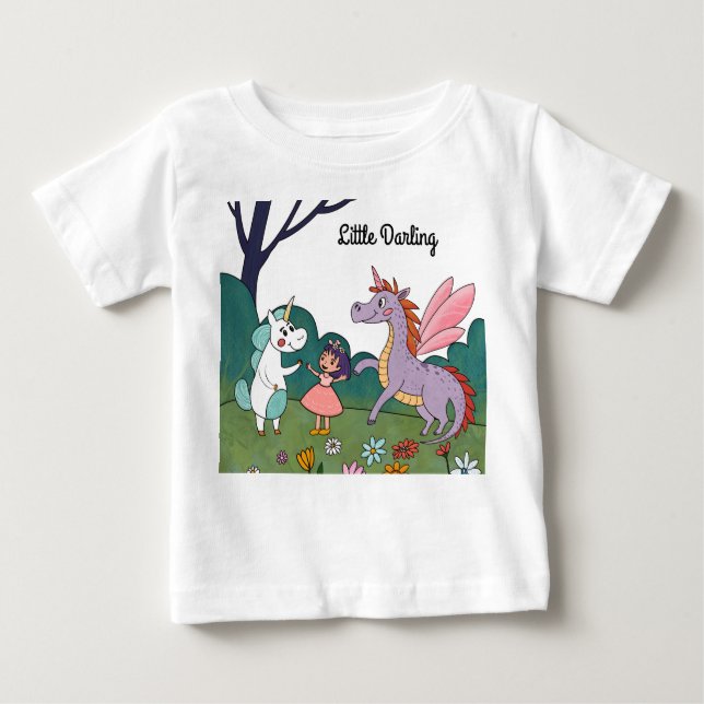Camiseta Para Bebê Unicórnio mágico (Frente)