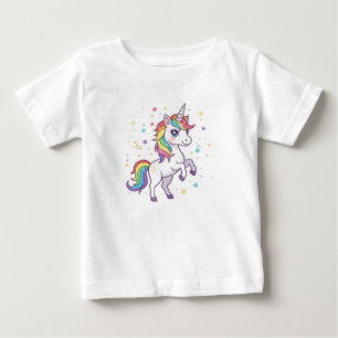 Camiseta Para Bebê Unicórnio Mágico do Arco-Íris – Crianças Alegres