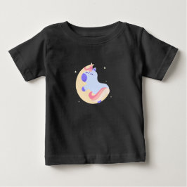 Camiseta Para Bebê Unicórnio Mágico na Lua - Menina Personalizada