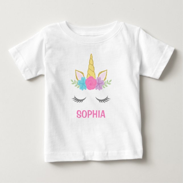 Camiseta Para Bebê Unicórnio Mágico Personalizado (Frente)