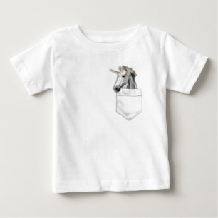 Camiseta Para Bebê Unicórnio no bolso