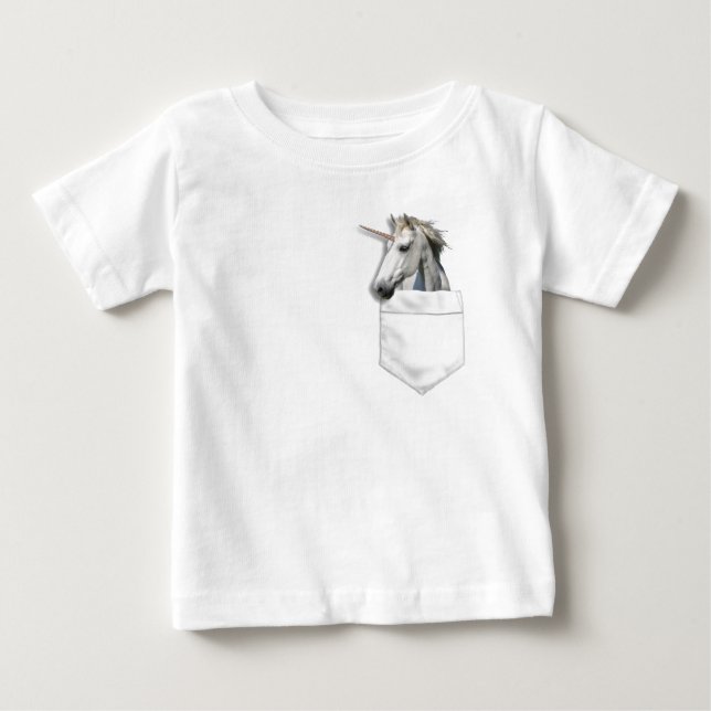 Camiseta Para Bebê Unicórnio no bolso (Frente)