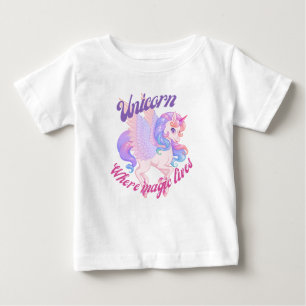 Camiseta Para Bebê Unicórnio onde a magia vivia