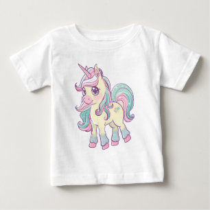 Camiseta Para Bebê Unicórnio Pastel – Design de Unicórnio de Desenho 