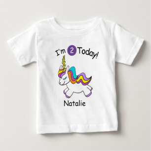 Camiseta Para Bebê Unicórnio Personalizado Aniversário de Dois Anos
