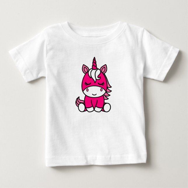 Camiseta Para Bebê Unicórnio Pônei de Meninas (Frente)