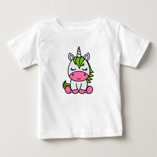 Camiseta Para Bebê Unicórnio Pônei de Meninas Pequenas (Frente)