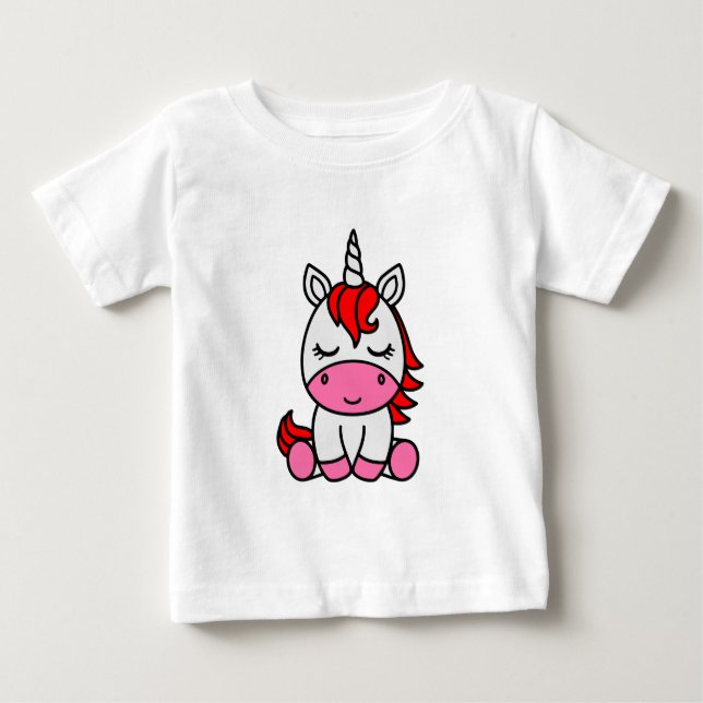 Camiseta Para Bebê Unicórnio Pônei de Meninas Pequenas (Frente)