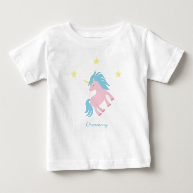 Camiseta Para Bebê Unicornio rosa (Frente)