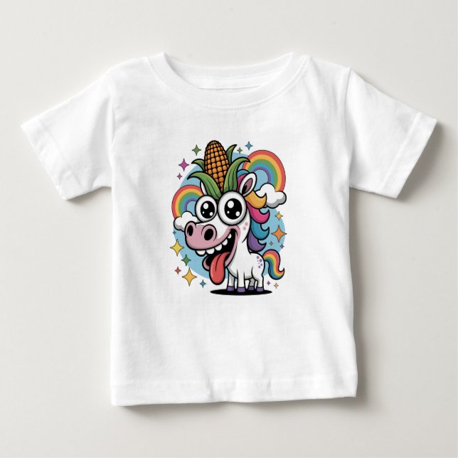 Camiseta Para Bebê Unicórnio Único (Frente)