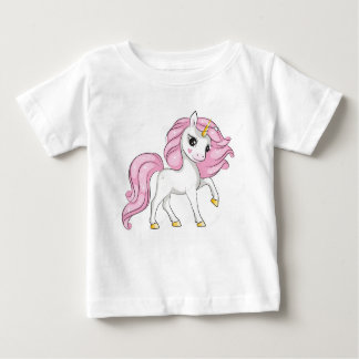 Camiseta Para Bebê Unicórnios Cor-de-Rosa