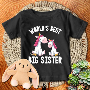 Camiseta Para Bebê Unicórnios 🦄 Melhor Irmã Mais Velha do Mundo WH