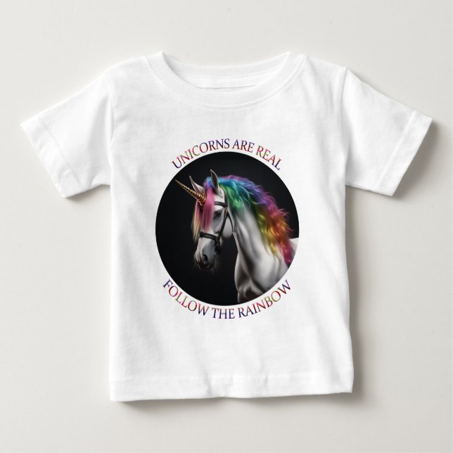 Camiseta Para Bebê Unicórnios são reais (Frente)