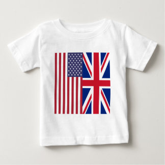 Camiseta Para Bebê Union Jack e bandeiras dos Estados Unidos da