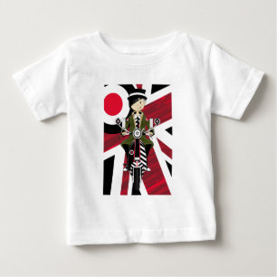 Camiseta Para Bebê Union Jack Mod Girl no Patinete