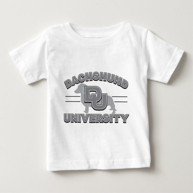 Camiseta Para Bebê Universidade Dachshund (Frente)