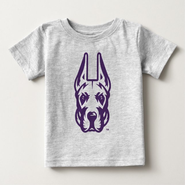 Camiseta Para Bebê Universidade de Albany Great Dane Mascot Head (Frente)