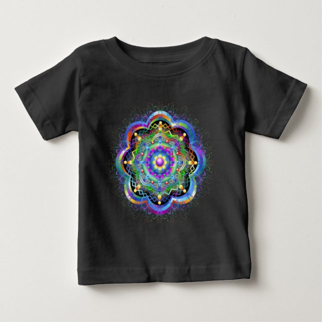 Camiseta Para Bebê Universo Mandala Psicodélico  (Frente)