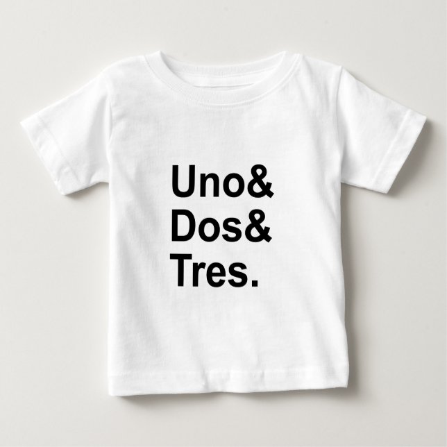 Camiseta Para Bebê Uno Dos Tres| Um dois três em espanhol (Frente)