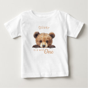 Camiseta Para Bebê Ursa Bebê Fofa Aguarela Personalizada