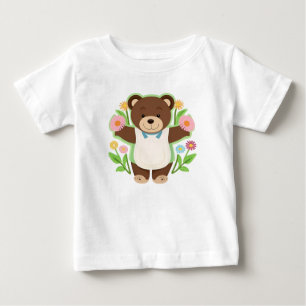 Camiseta Para Bebê Ursa de pelúcia marrom fofa desenho animado