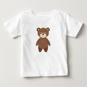 Camiseta Para Bebê Ursa de pelúcia marrom fofa desenho animado