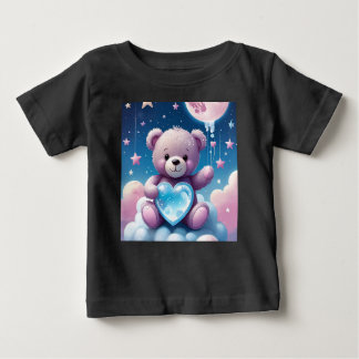 Camiseta Para Bebê Ursinho à Lua - Noites Sonhadoras