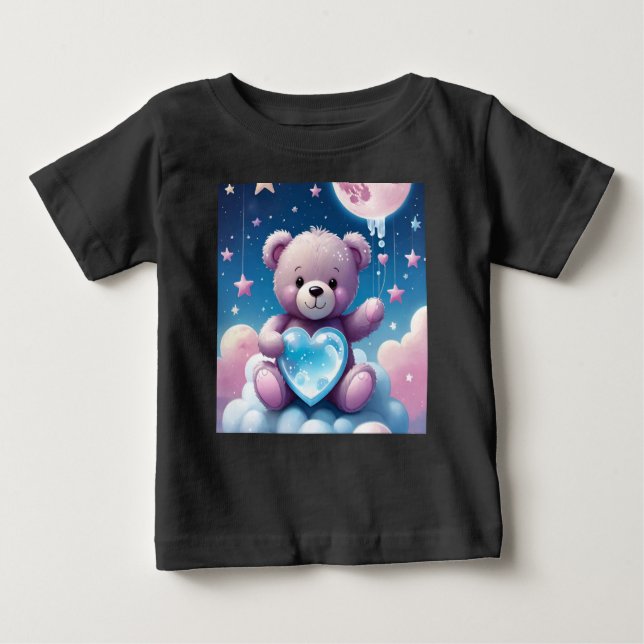Camiseta Para Bebê Ursinho à Lua - Noites Sonhadoras (Frente)