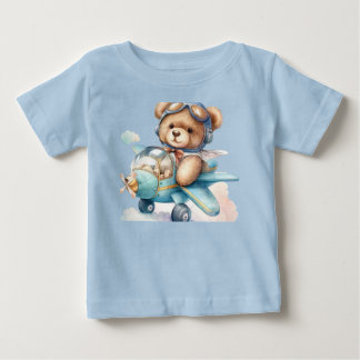 Camiseta Para Bebê Ursinho azul superior