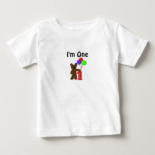 Camiseta Para Bebê Ursinho Eu Sou Um (Frente)