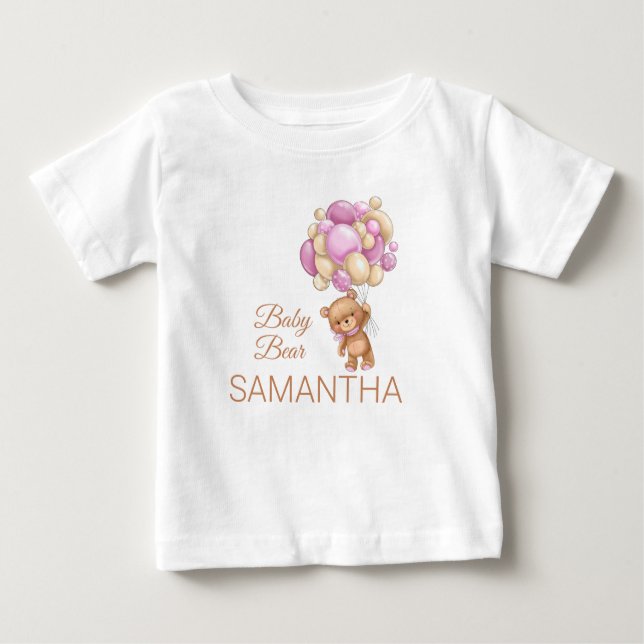 Camiseta Para Bebê ursinho rosa (Frente)