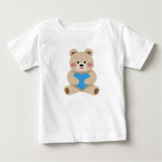 Camiseta Para Bebê Urso Amoroso com Coração