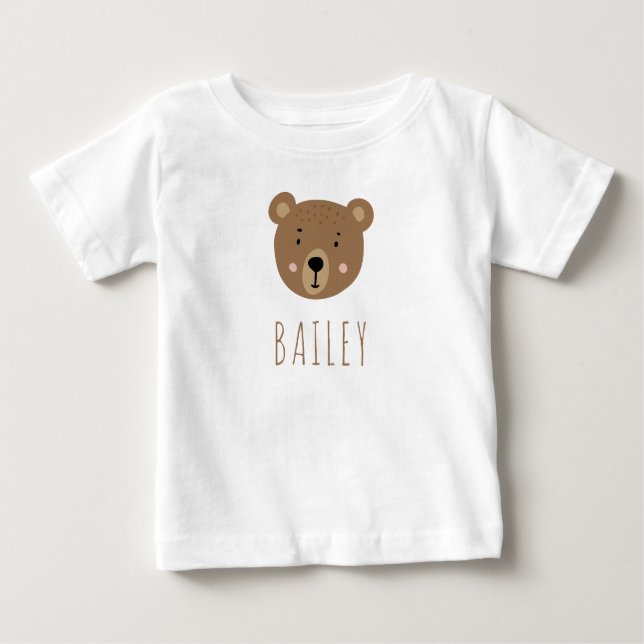 Camiseta Para Bebê Urso bebê fofo azul moderno (Frente)