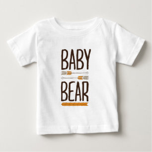 Camiseta Para Bebê Urso Bebê Grizzly com Tipo Desenhado à Mão Marrom 
