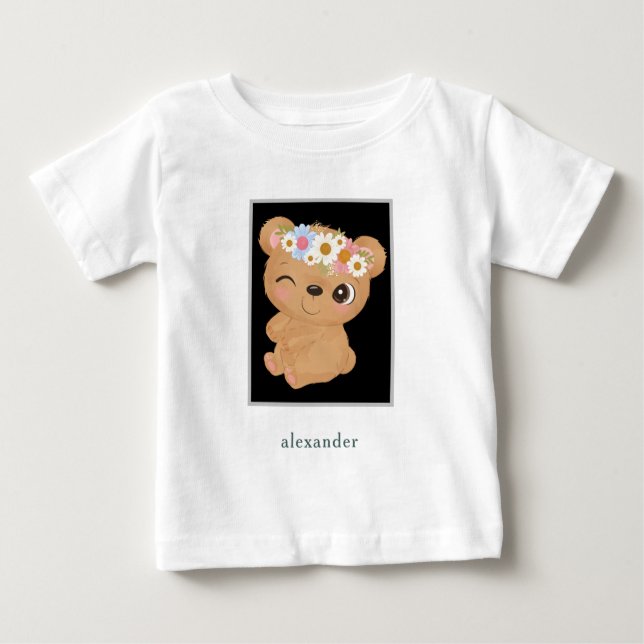 Camiseta Para Bebê Urso Bebês Adorável Personalizado (Frente)