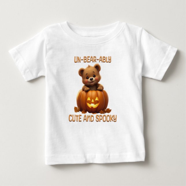 Camiseta Para Bebê Urso Bonitinho Insolável Num Dia das Bruxas De Abó (Frente)