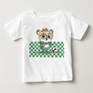 Camiseta Para Bebê Urso Bonito com Bola de Futebol