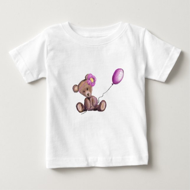 Camiseta Para Bebê Urso Bonito com Camiseta Bebê Balão (Frente)