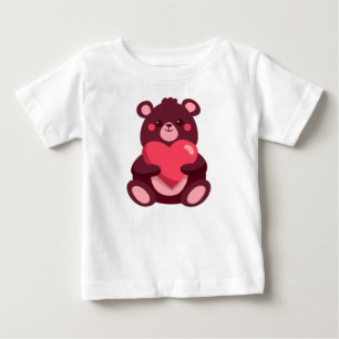 Camiseta Para Bebê Urso Bonito Com Coração