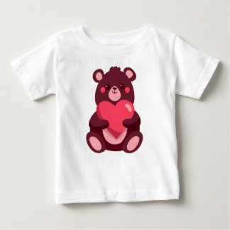 Camiseta Para Bebê Urso Bonito Com Coração