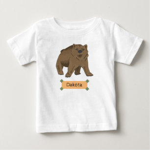 Camiseta Para Bebê Urso bonito Cub de Brown com nome