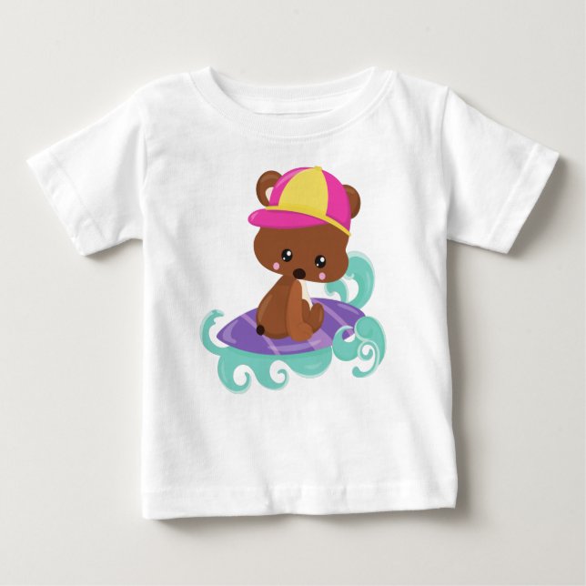 Camiseta Para Bebê Urso Bonito, Urso Marrom, Urso Pequeno, Conselho D (Frente)