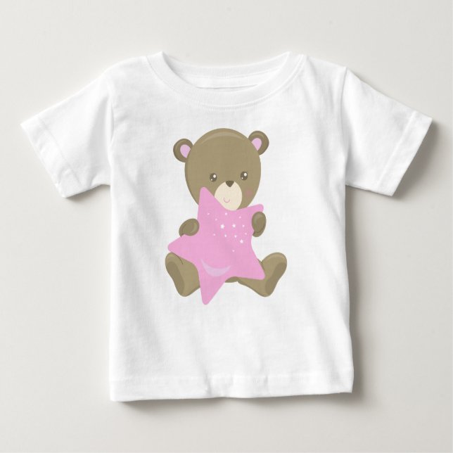 Camiseta Para Bebê Urso Bonito, Urso Pequeno, Urso Bebê, Urso Com Est (Frente)
