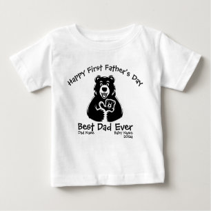 Camiseta Para Bebê Urso branco e negro do primeiro Dia de os pais