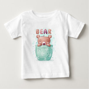 Camiseta Para Bebê Urso Cinto Tomando Banho