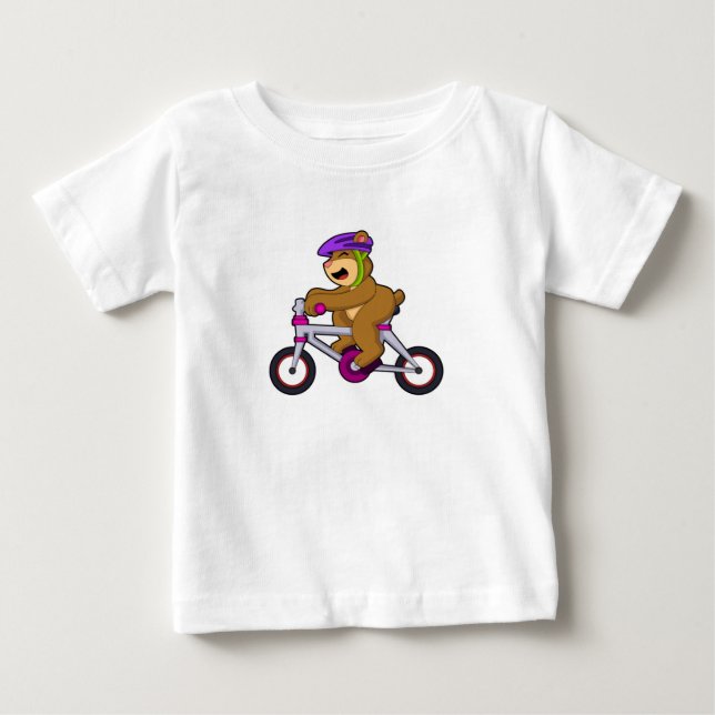 Camiseta Para Bebê Urso com Bicicleta & Capacete (Frente)