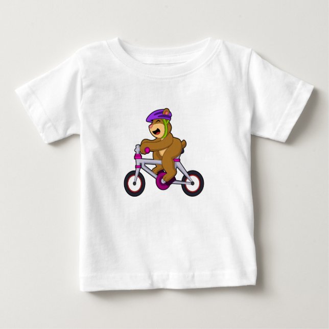Camiseta Para Bebê Urso com Bicicleta e Capacete (Frente)